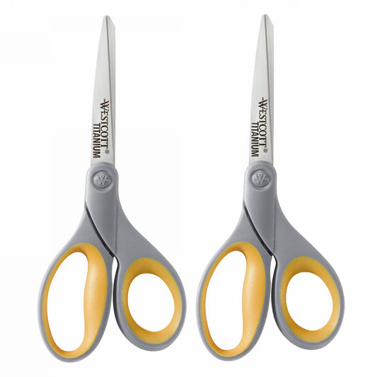 Soft Handle Titanium Bonded Scissors, 8" Straight, Pack of 2