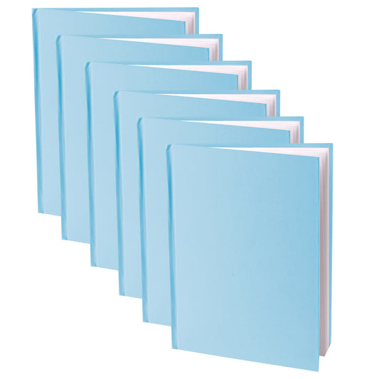 Blue Hardcover Blank Book, White Pages, 11"H x 8-1/2"W Portrait, 14 Sheets/28 Pages, Pack of 6