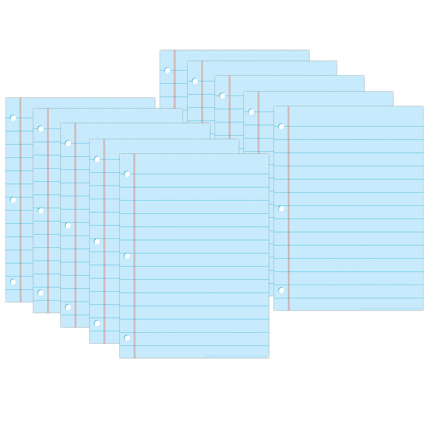 Smart Poly® PosterMat Pals™ Space Savers, 13" x 9-1/2", Blue Notebook Paper, Pack of 10