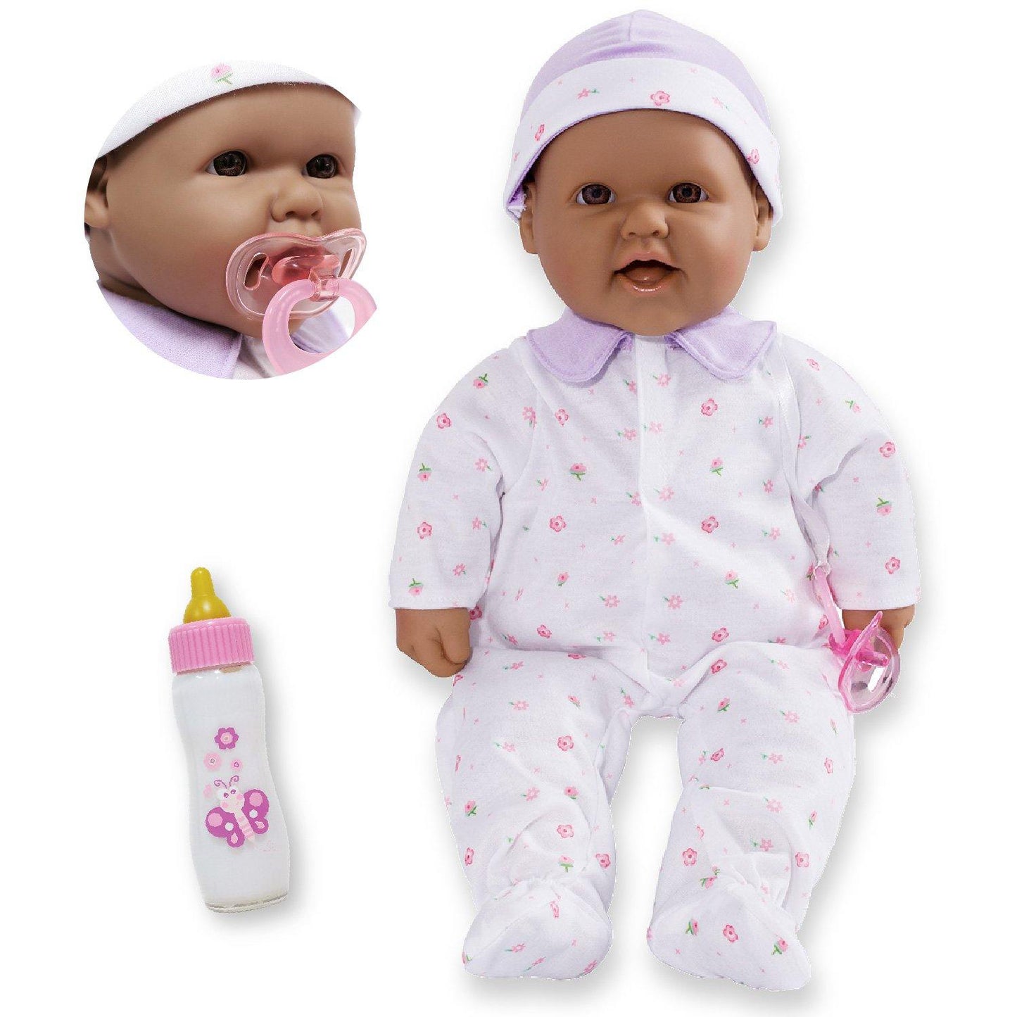 La Baby Soft 16" Baby Doll, Purple with Pacifier, Hispanic