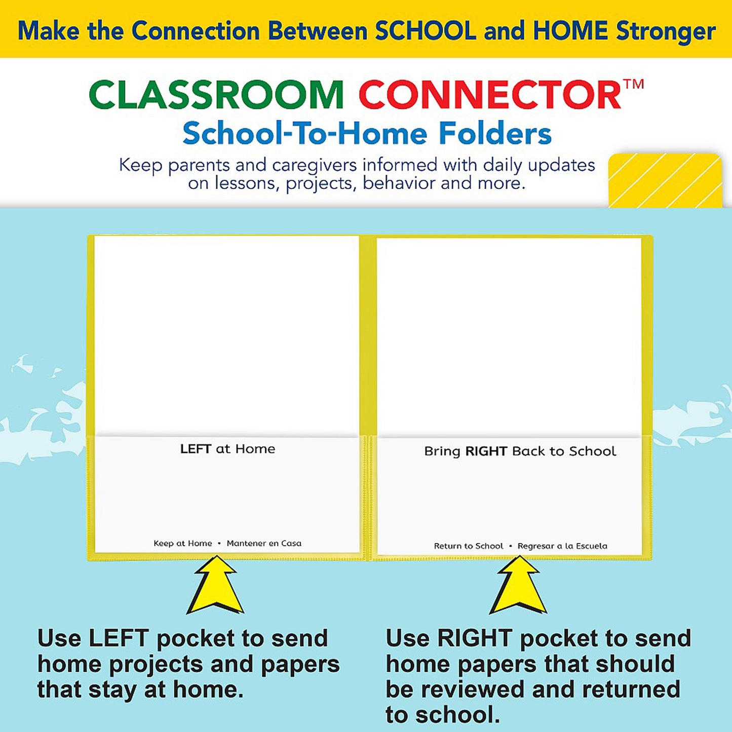 Classroom Connector™ School-To-Home Folders, Yellow, Box of 25