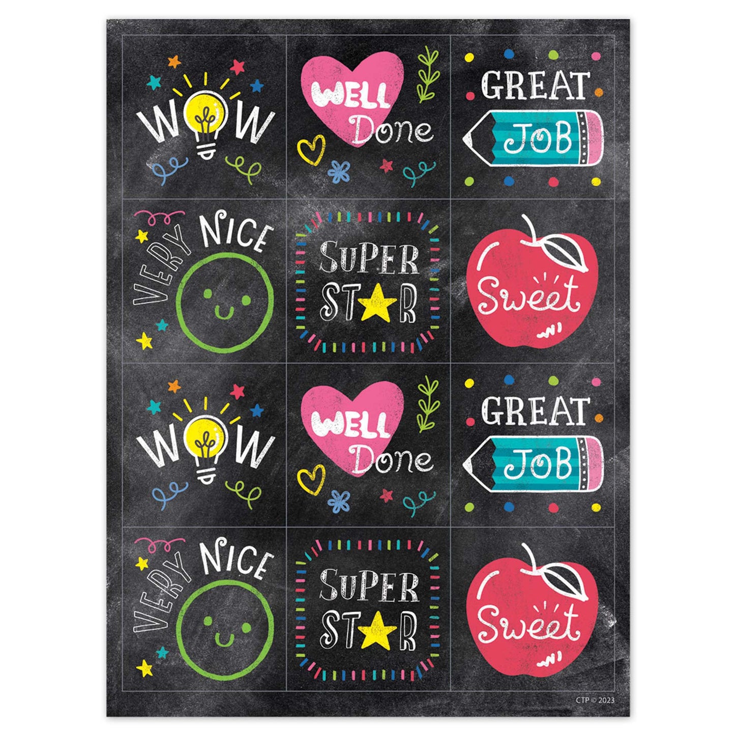 Chalk It Up! Colorful Chalk Reward Stickers, 60 Per Pack, 6 Packs