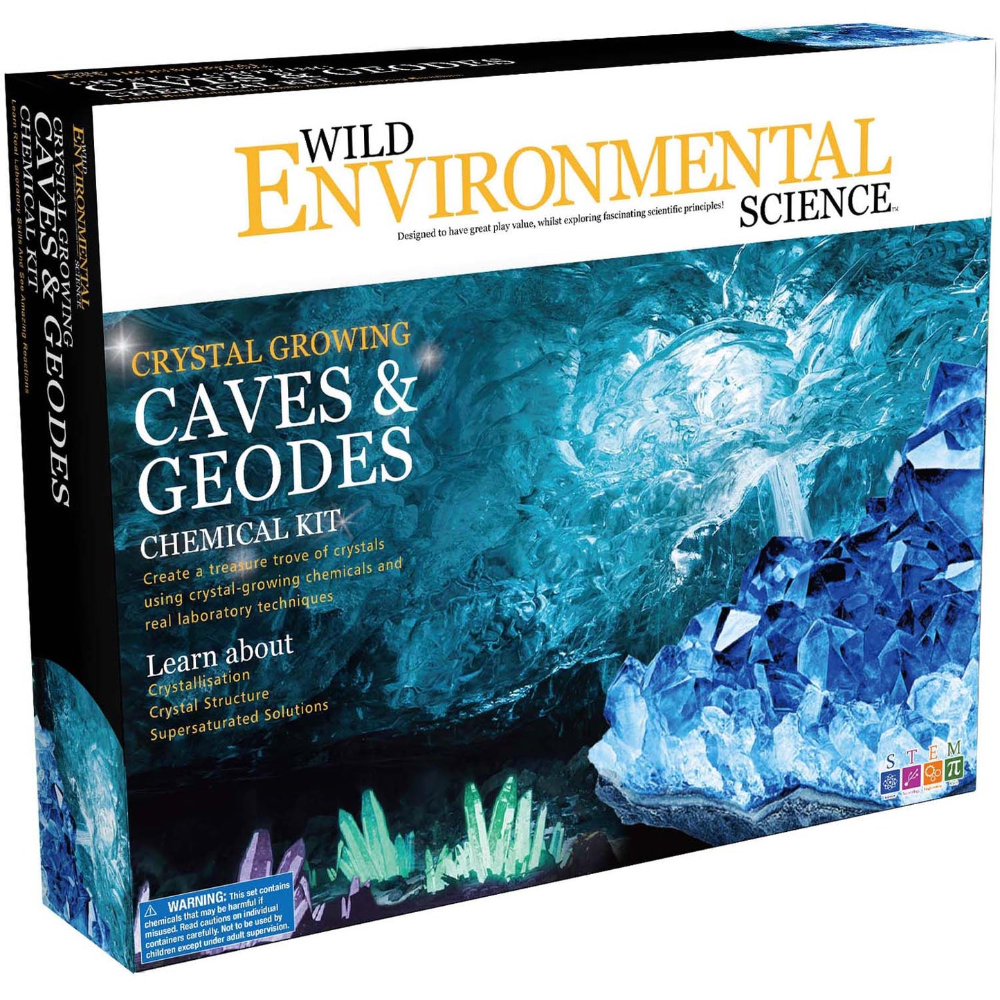 Crystal Growing Caves and Geodes - Science Kit for Ages 8+ - Grow Stalagmites, Columns and More - Includes Display Case