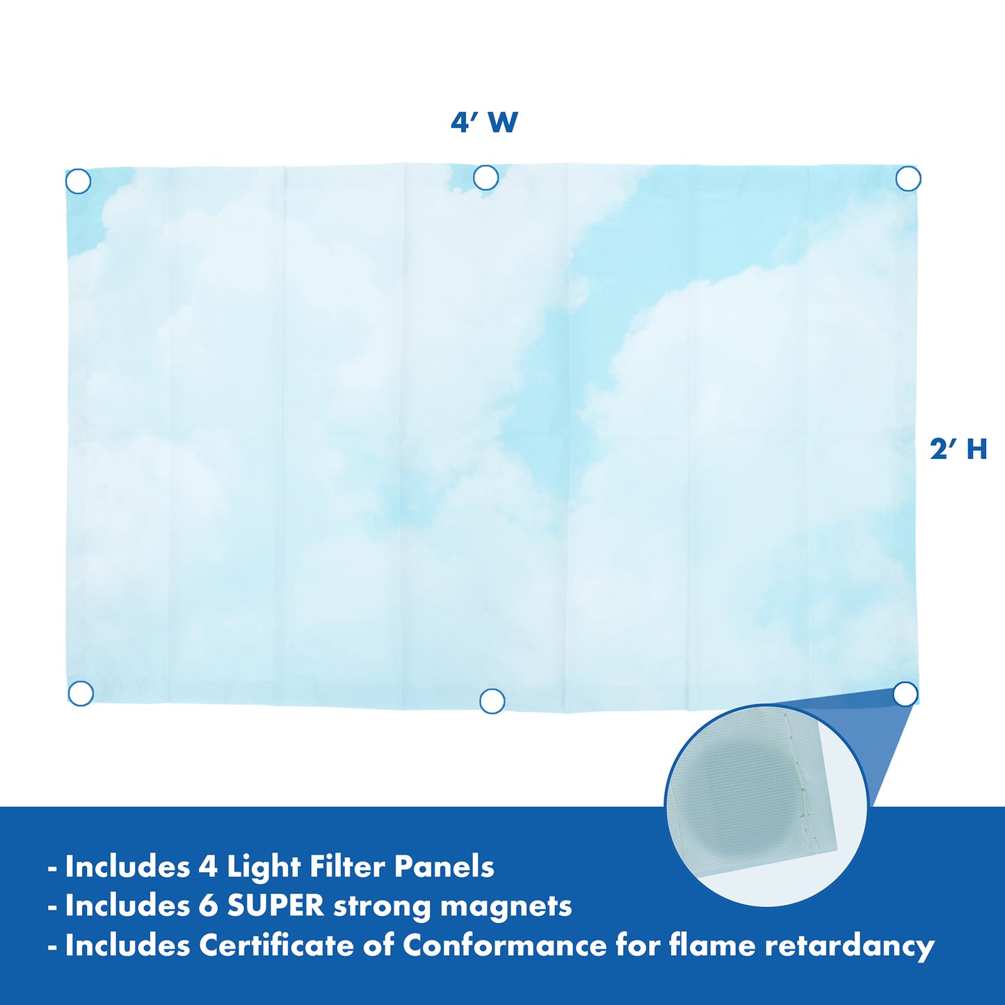 Classroom Light Filters, 2' x 4', Clouds, Set of 4