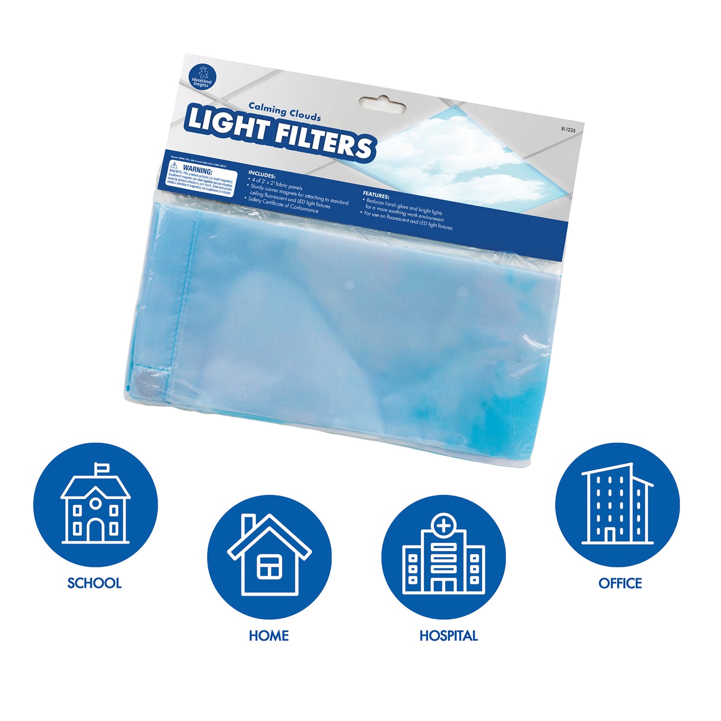 Classroom Light Filters, 2' x 4', Clouds, Set of 4