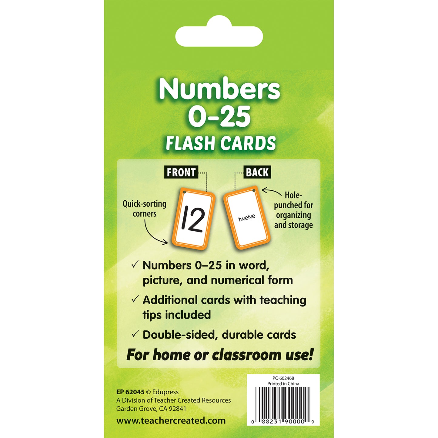 Numbers 0-25 Flash Cards, 6 Packs