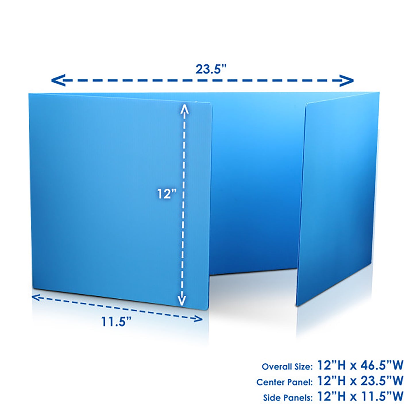 Premium Corrugated Plastic Study Carrels, Blue, 12" x 46.5", Pack of 24