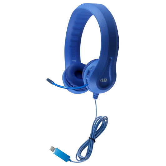 Kids Blue Flex-Phone USB Headset with Gooseneck Microphone