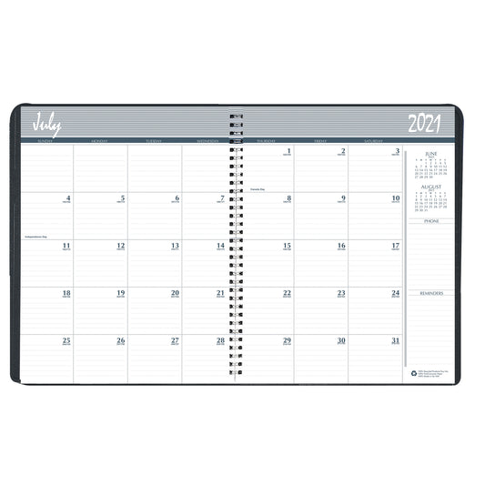 Monthly Calendar Academic Planner Book, 14 Months (Jul-Aug), 8.5" x 11"