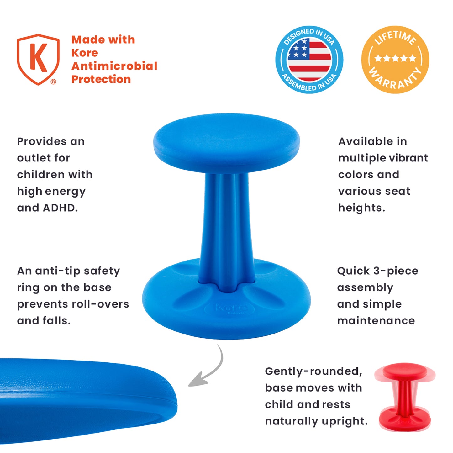 Kids Wobble Chair 14" Blue