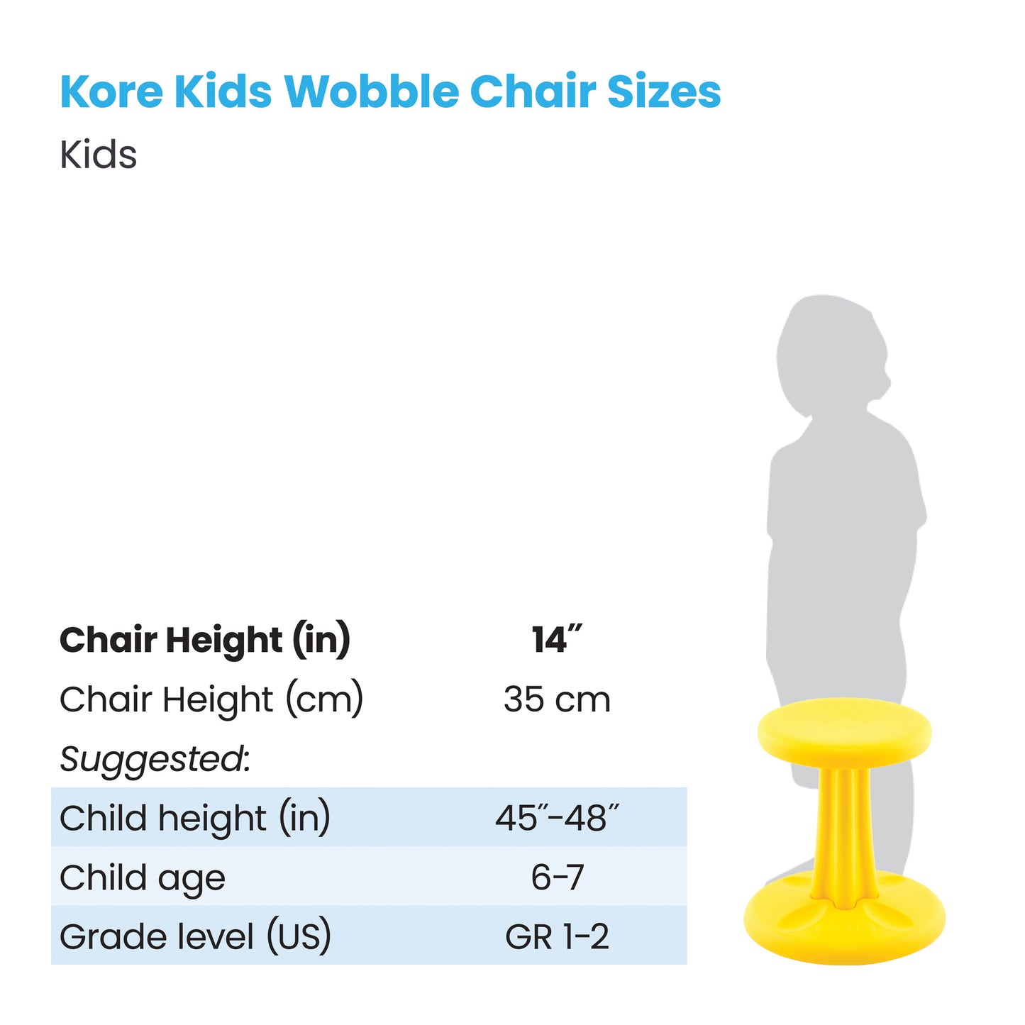 Kids Wobble Chair 14" Yellow