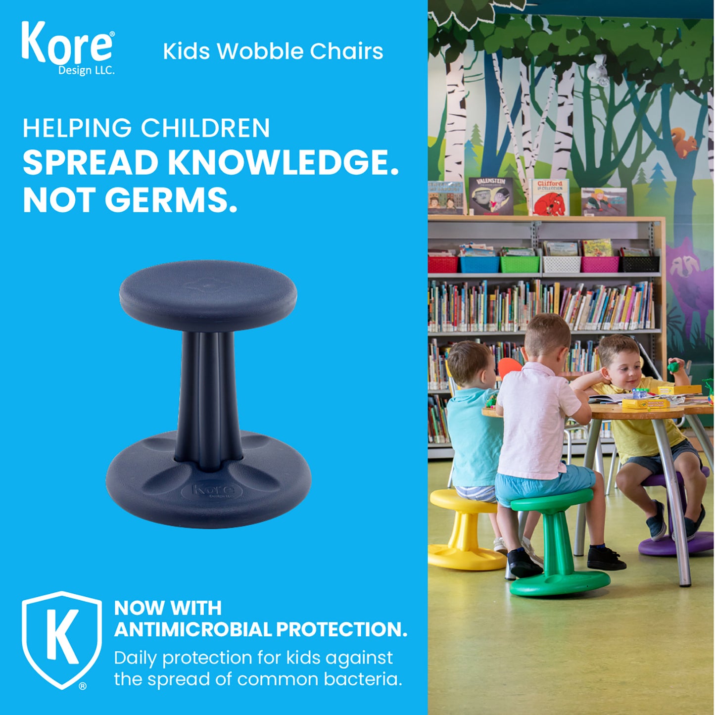 Kids Wobble Chair 14" Dark Blue