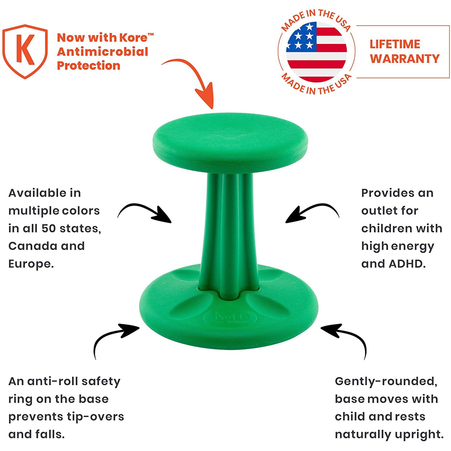 Pre-School Wobble Chair 12" Green