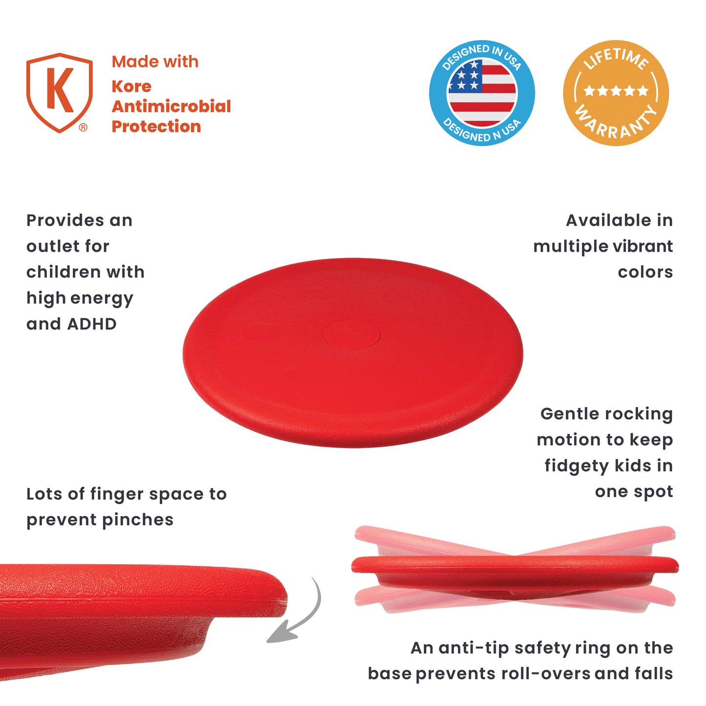 Floor Wobbler® Balance Disc for Sitting, Standing, or Fitness, Red