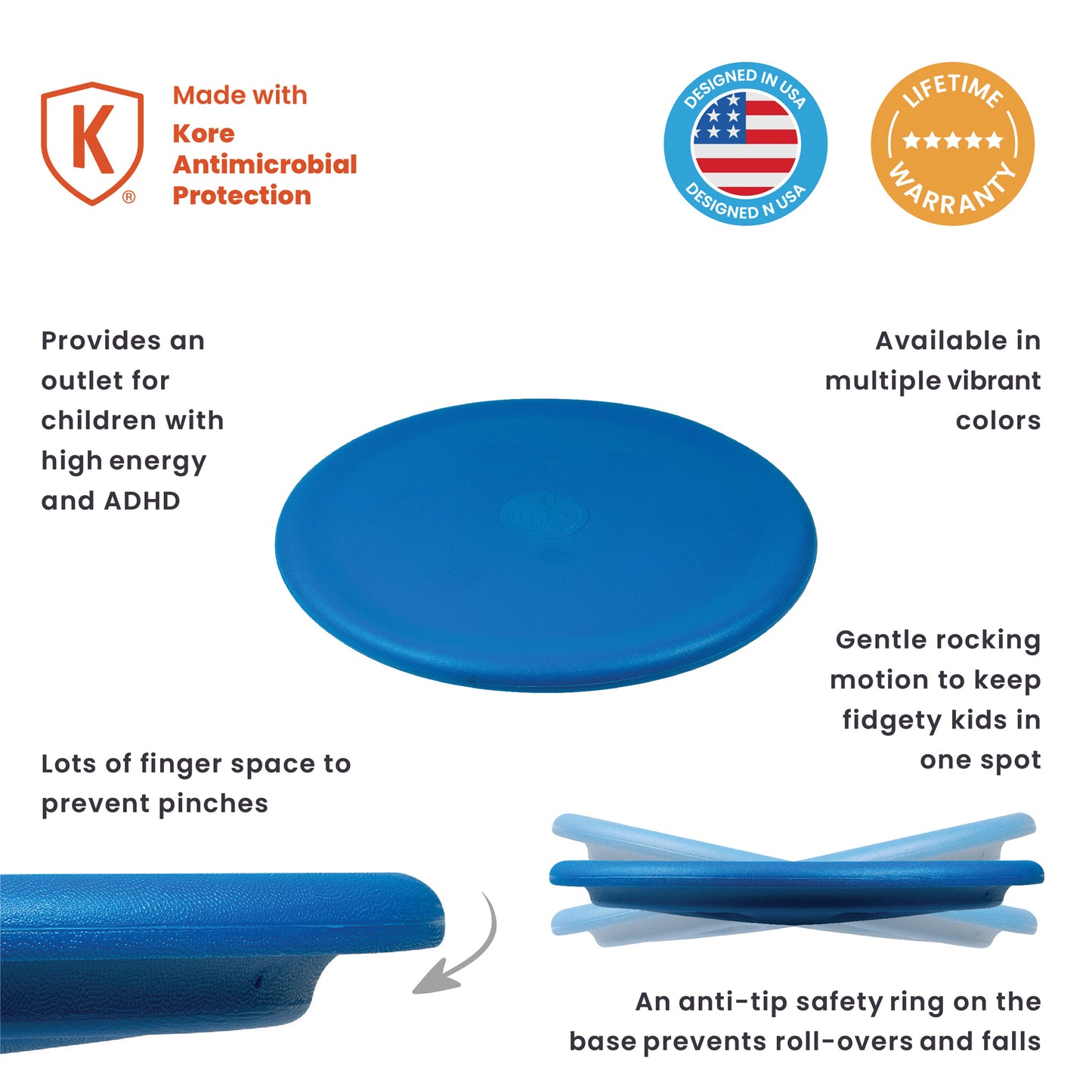 Floor Wobbler® Balance Disc for Sitting, Standing, or Fitness, Blue