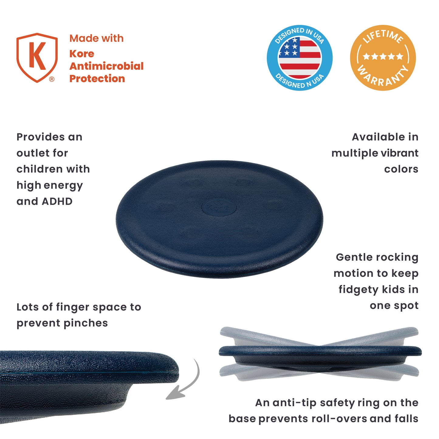 Floor Wobbler® Balance Disc for Sitting, Standing, or Fitness, Dark Blue