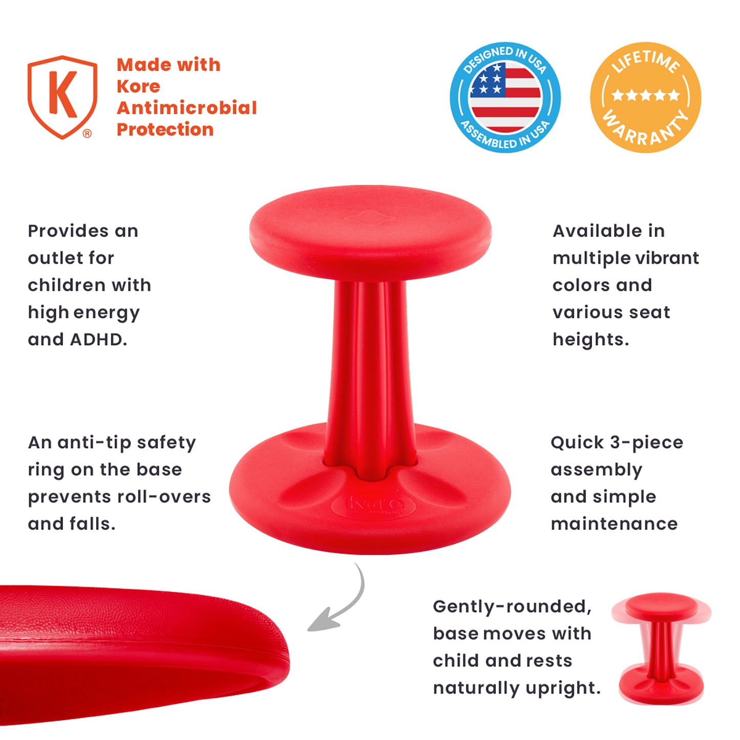 Junior Wobble Chair 16" Red