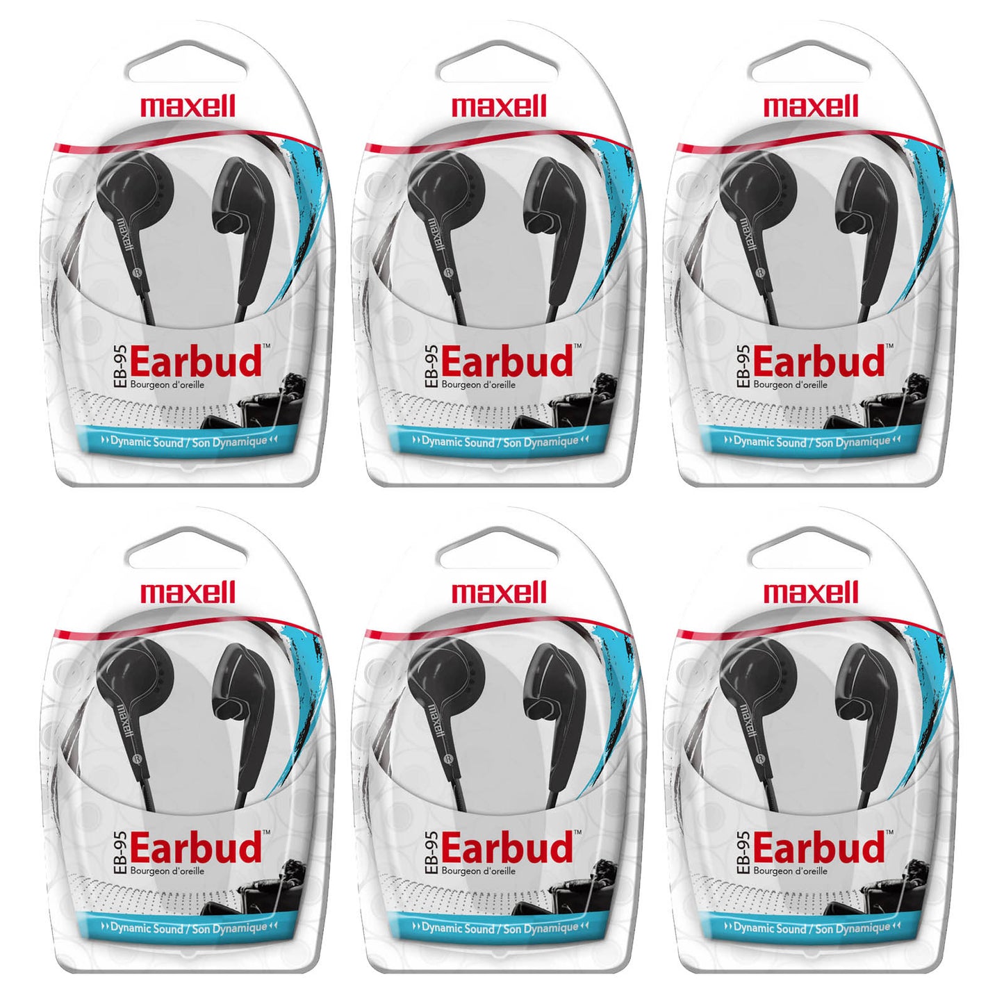 Affordable Stereo Earbuds Black Pack of 6