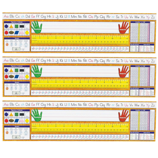 Traditional Manuscript Spanish Desk Plates, 19" x 5", 36 Per Pack, 3 Packs