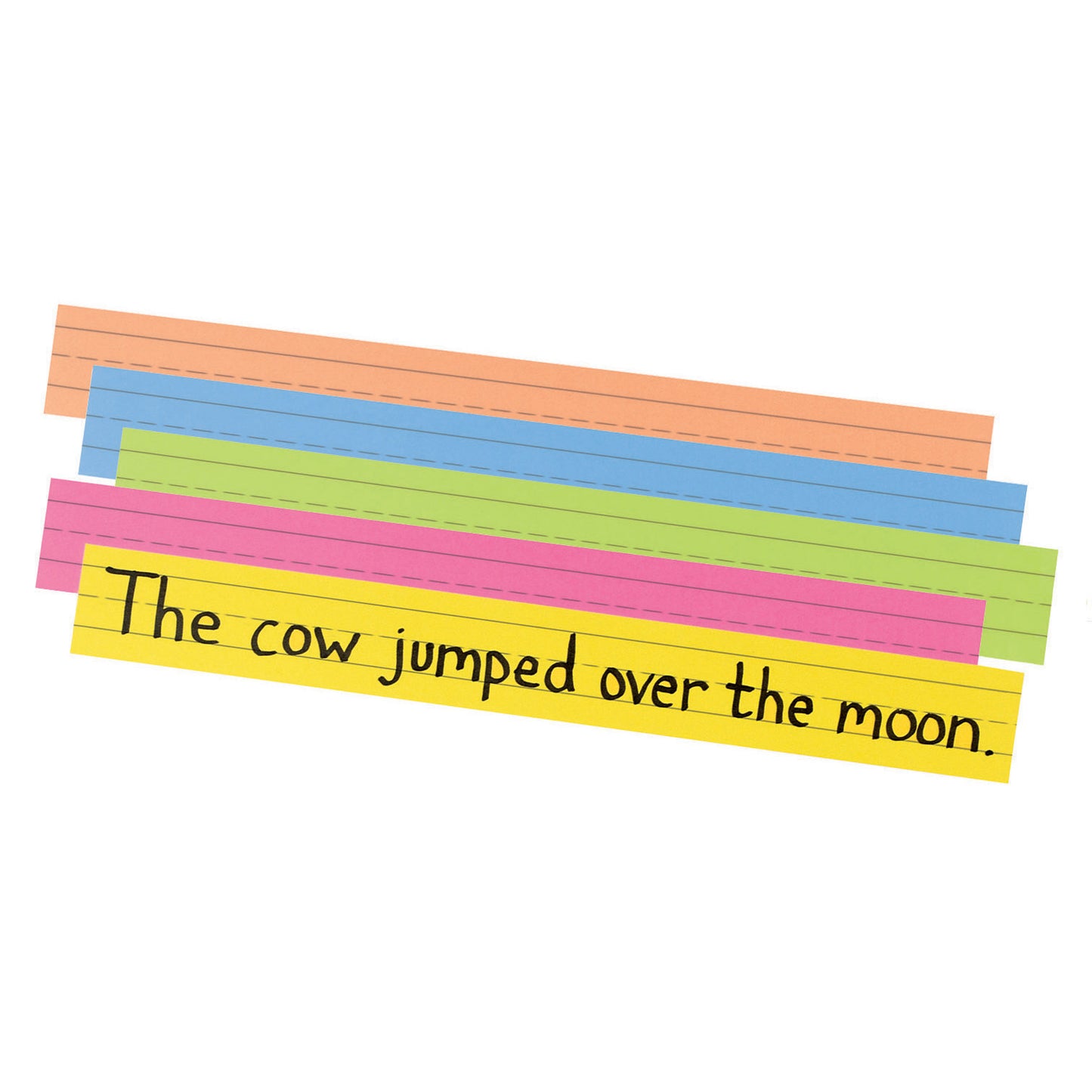 Sentence Strips, Assorted 5 Colors, 1-1/2" Ruled 3" x 24", 100 Strips Per Pack, 2 Packs