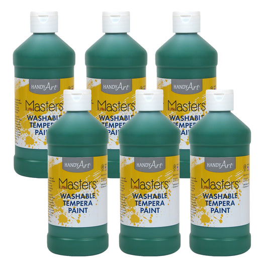 Little Masters® Washable Tempera Paint, Green, 16 oz., Pack of 6