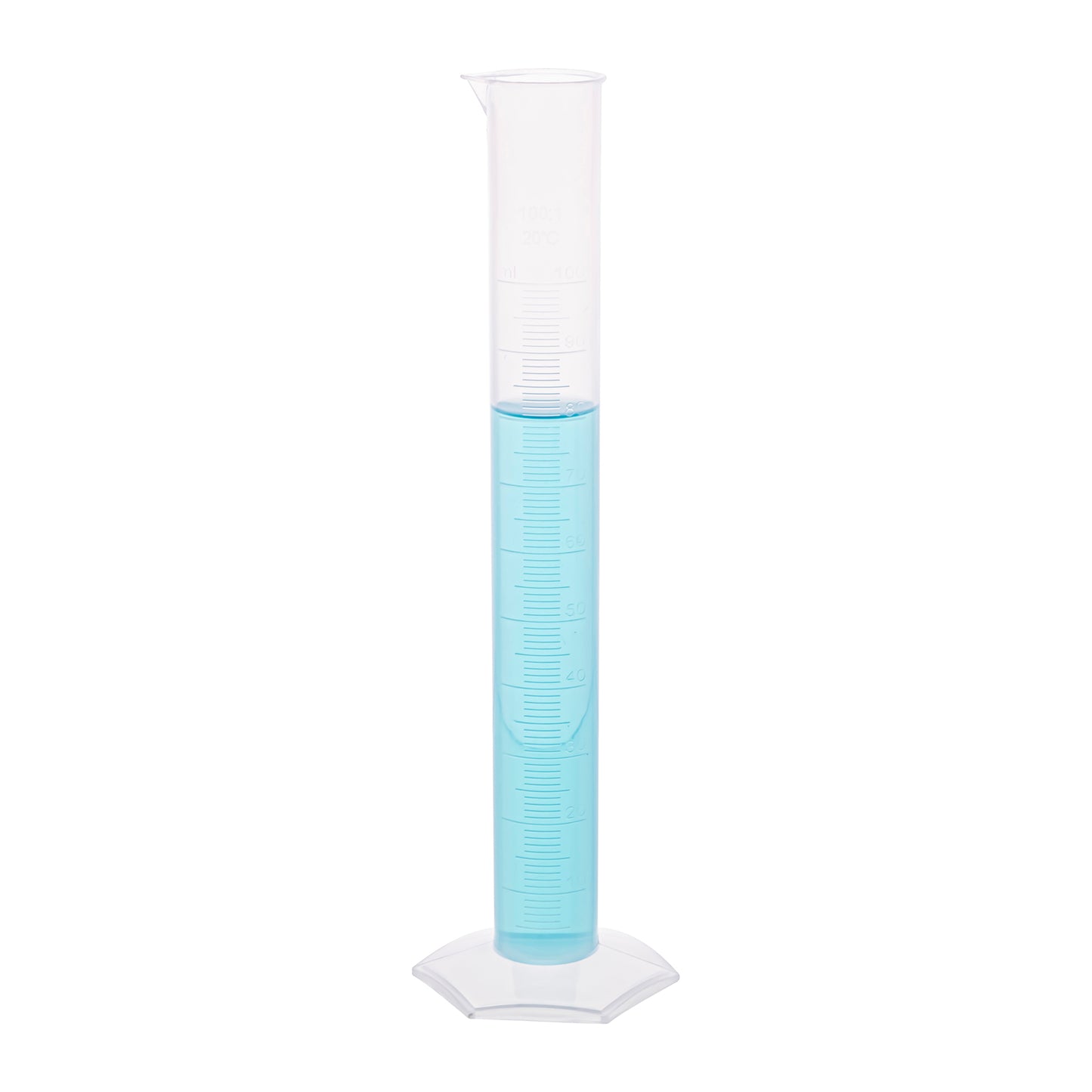 Polypropylene Measuring Cylinder, Hexagonal Base, 100ml, Pack of 12