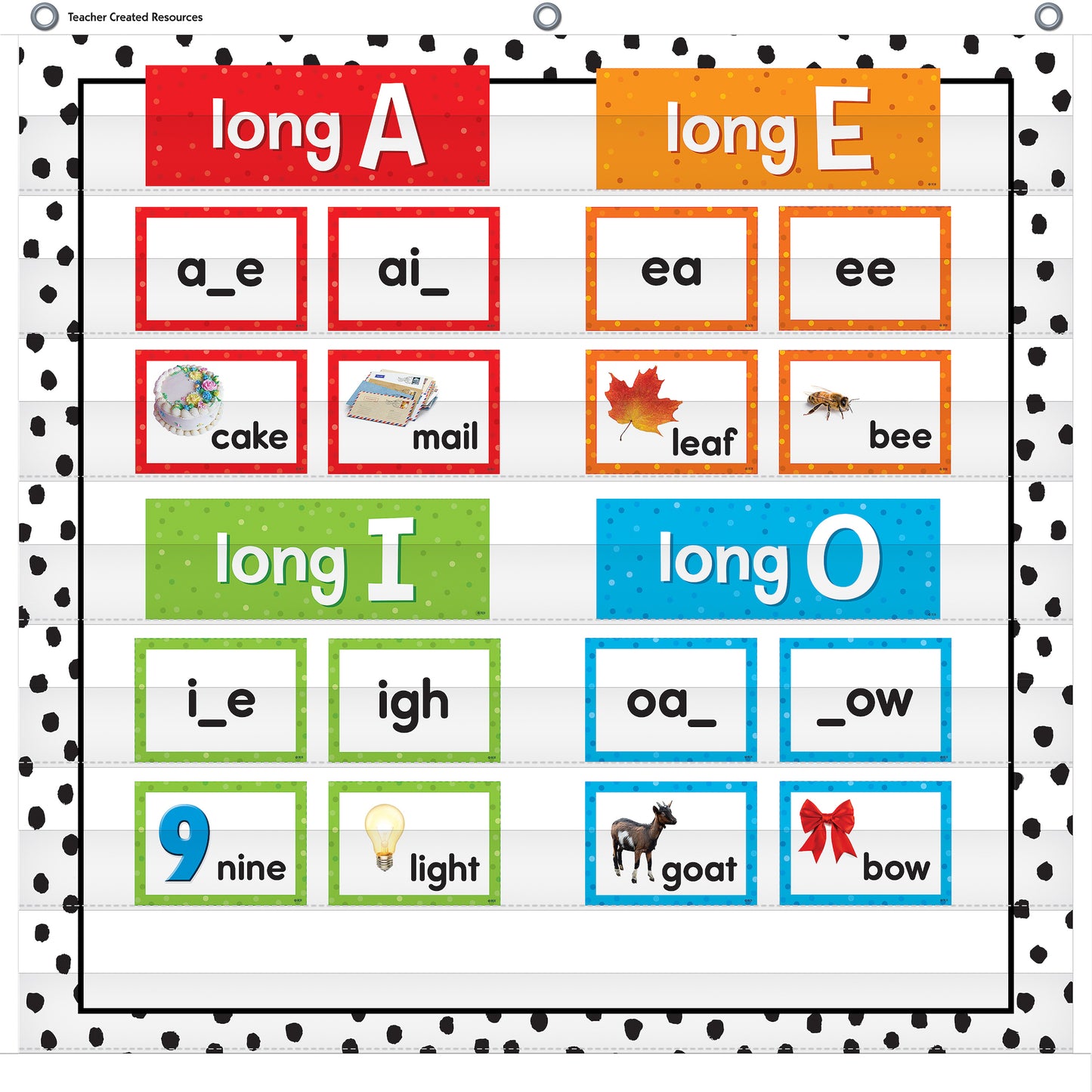 Black Painted Dots on White 7 Pocket Chart, 28" x 28"