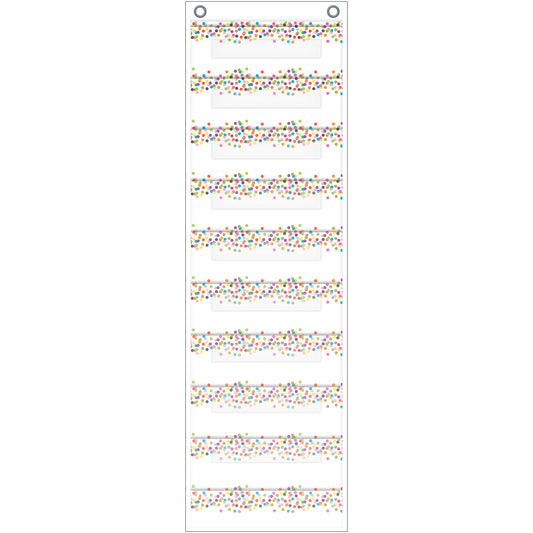 File Storage Pocket Chart, 10 Pockets, Confetti, 14" x 58"