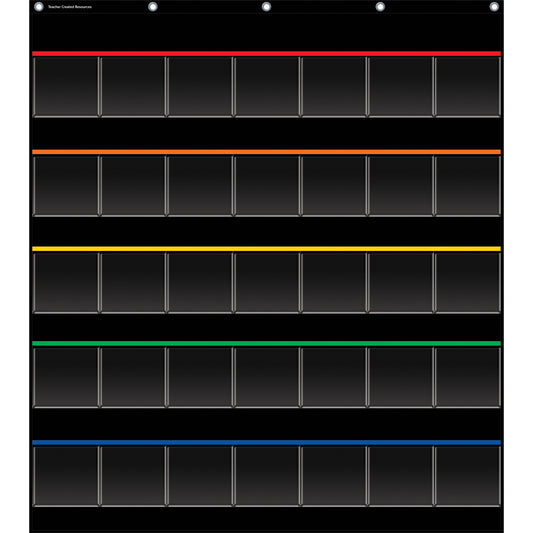 Black Storage Pocket Chart, 35 Pockets, 32.5" x 63.5"