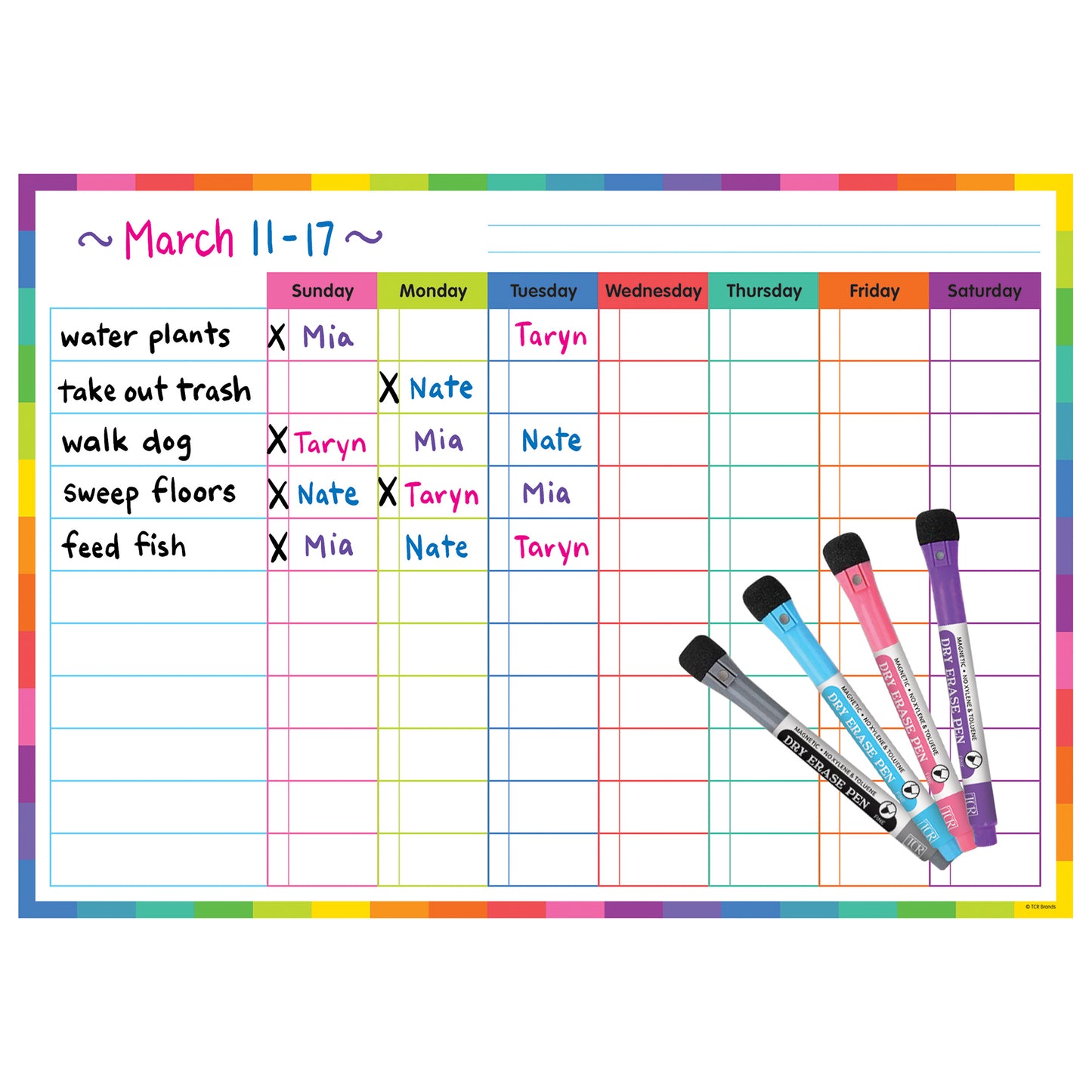 Colorful Dry Erase Magnetic Task Chart