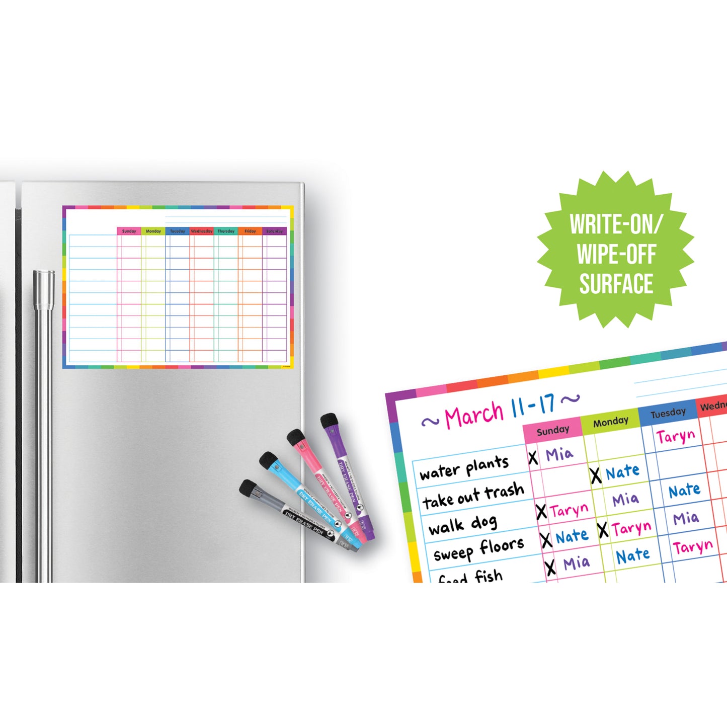 Colorful Dry Erase Magnetic Task Chart