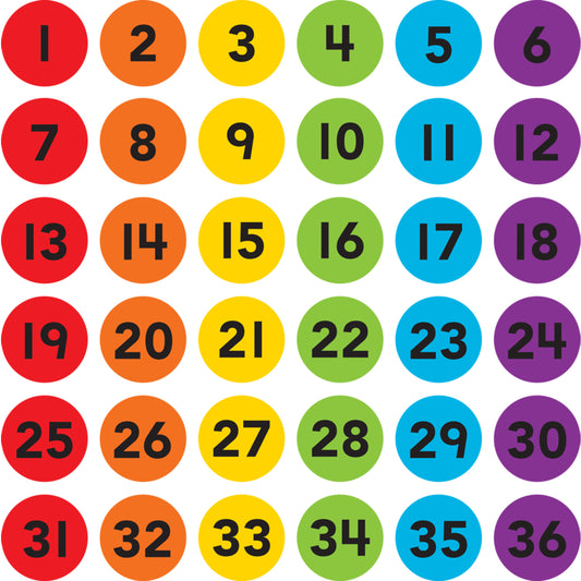 Spot On® Numbers 1–36 Carpet Markers, 4"