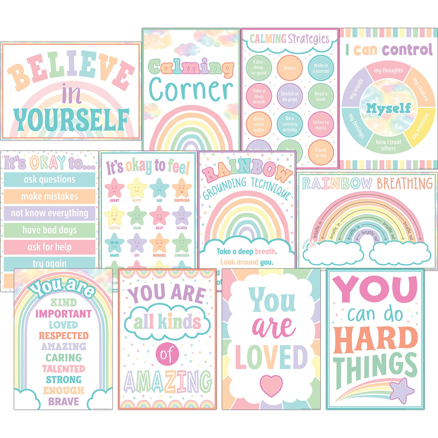 Pastel Pop Calming Strategies Small Poster 12-Pack