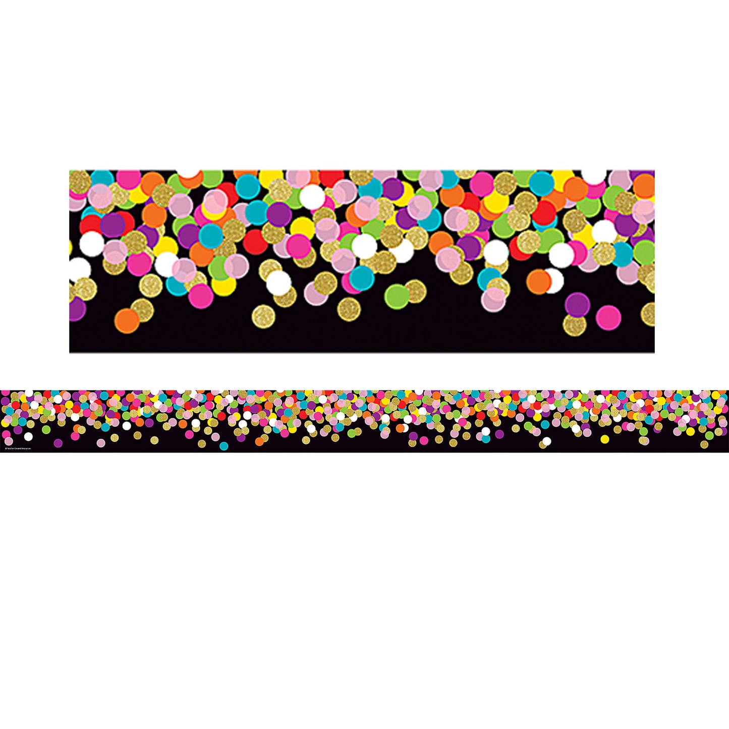 Colorful Confetti on Black Straight Border Trim, 35 Feet Per Pack, 6 Packs